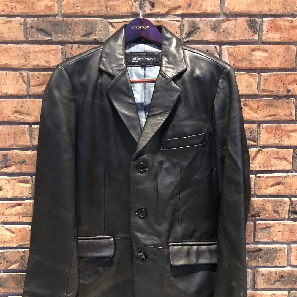 Bachrach Men's Black Leather   Sport  Jacket